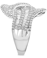 Effy Diamond Round & Baguette Multirow Crossover Statement Ring (1-3/8 ct. t.w.) in 14K White Gold