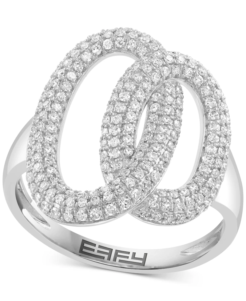 Effy Diamond Pave Interlocking Oval Circle Ring (5/8 ct. t.w.) in 14k White Gold