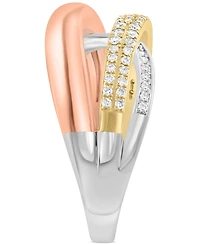 Effy Diamond Pave Three Band Crossover Ring (1/3 ct. t.w.) in 14k Tricolor Gold