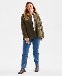 Style & Co Plus Canvas Collared Utility Jacket, Macy's Exclusive