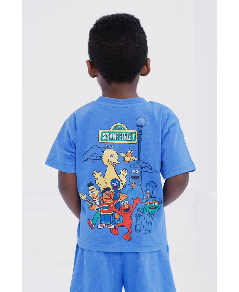 Sesame Street Baby Boys Oscar the Grouch Elmo Bert and Ernie Graphic T-Shirt Shorts Outfit Set Infant to Little Kid