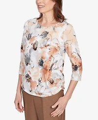 Alfred Dunner Petite Watercolor Floral Top