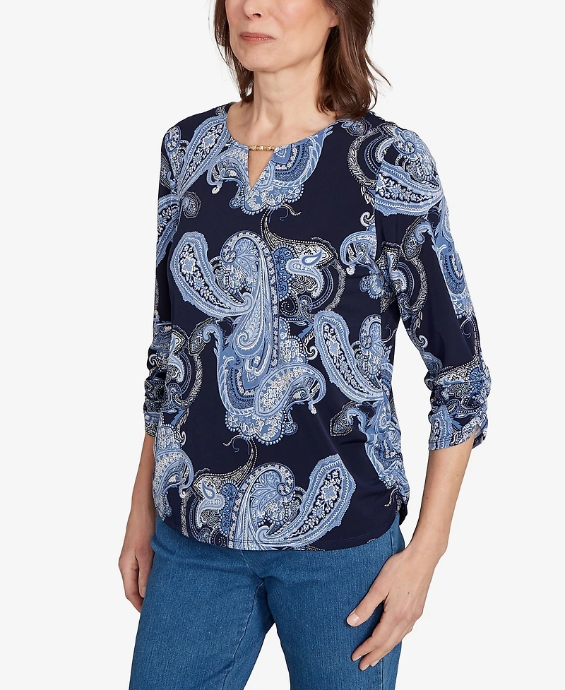 Alfred Dunner Petite Paisley Foil Top