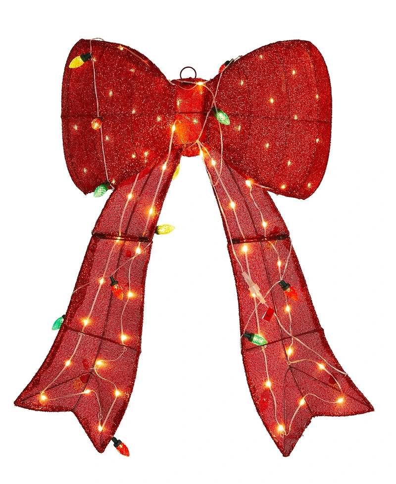 Glitzhome 35.75" Lighted Fabric 3D Christmas Bow