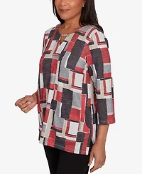 Alfred Dunner Petite Colorblock Beaded Top