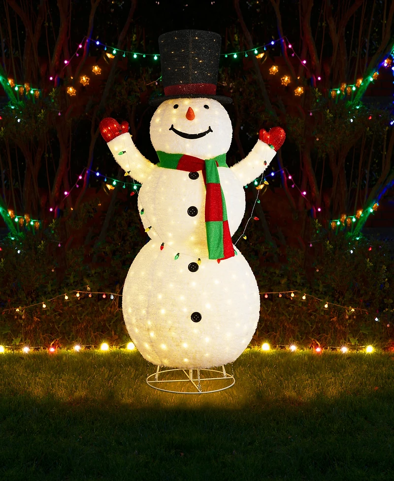 Glitzhome 94.5" Lighted Fabric Christmas 3D Foldable Snowman Outdoor Decor