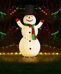 Glitzhome 94.5" Lighted Fabric Christmas 3D Foldable Snowman Outdoor Decor