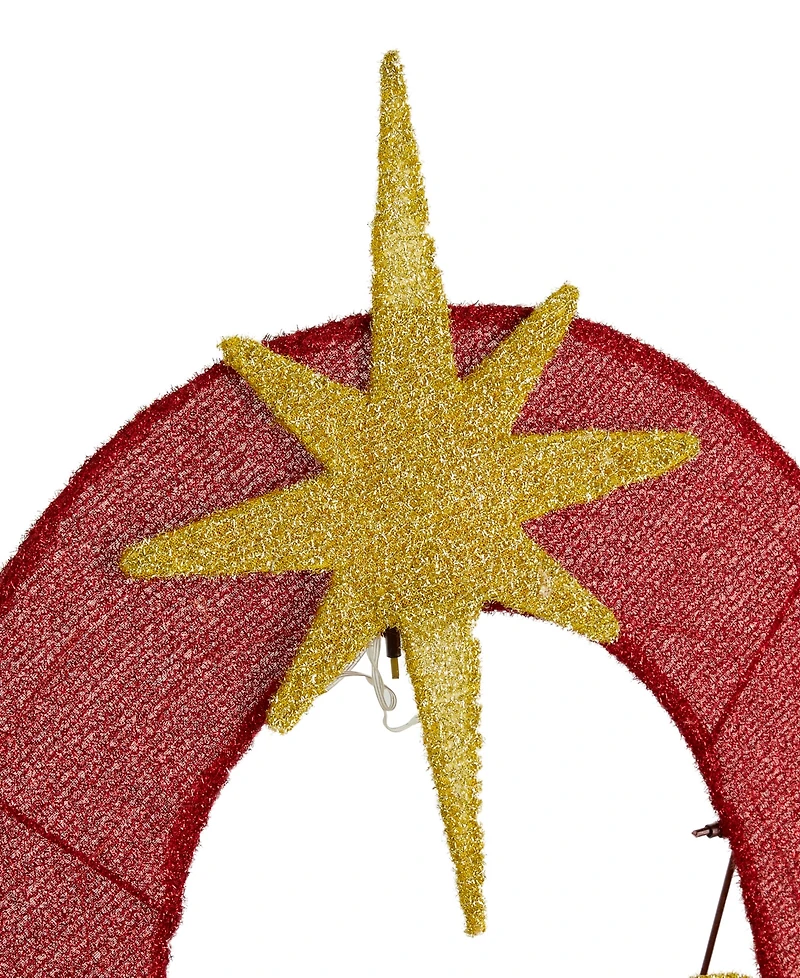 Glitzhome Lighted Fabric Christmas 2D Nativity Hope Polyethylene Lighting Decor, Set of 4