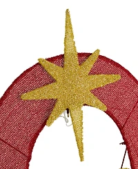 Glitzhome Lighted Fabric Christmas 2D Nativity Hope Polyethylene Lighting Decor, Set of 4