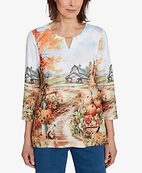 Alfred Dunner Petite Farm Harvest Top