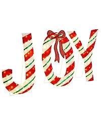 Glitzhome Lighted Fabric Christmas 2.5D Peppermint Joy Lighting Decor, Set of 3