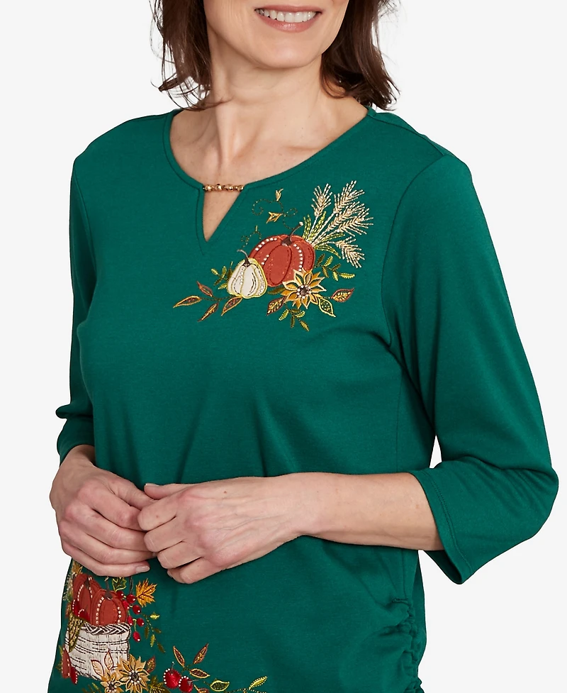 Alfred Dunner Petite Asymmetric Beaded Top