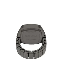 Fossil Unisex Nick Jonas x Machine Luxe Vignette Gunmetal Stainless Steel Ring Watch, 18.5mm