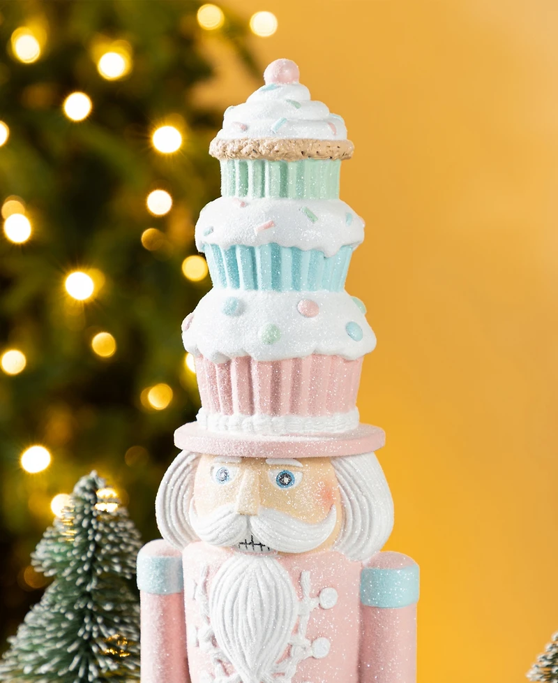 Glitzhome 18.25" Resin Christmas Cupcake Nutcracker
