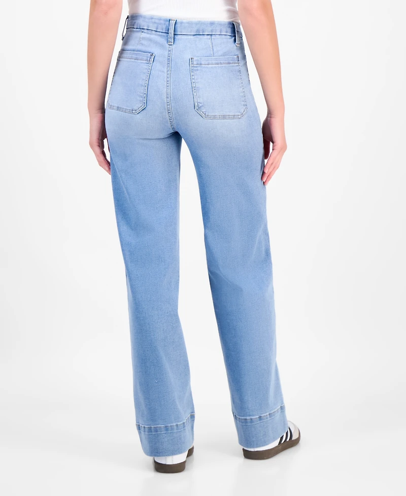 Celebrity Pink Juniors' High-Rise Wide-Leg Patch-Pocket Jeans