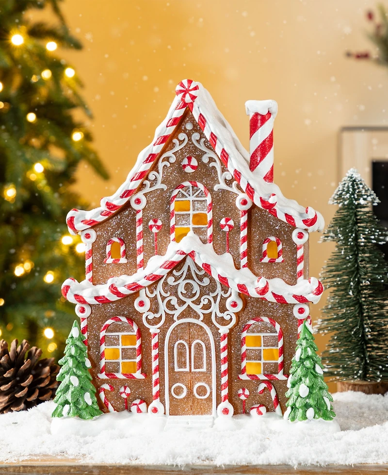 Glitzhome 11.75" Lighted Resin Christmas Village