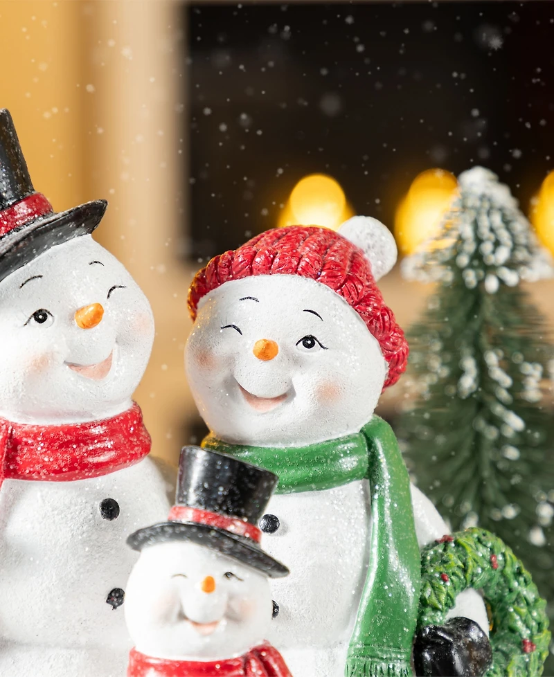 Glitzhome 10.25" Resin Christmas Snowman Family Figurine