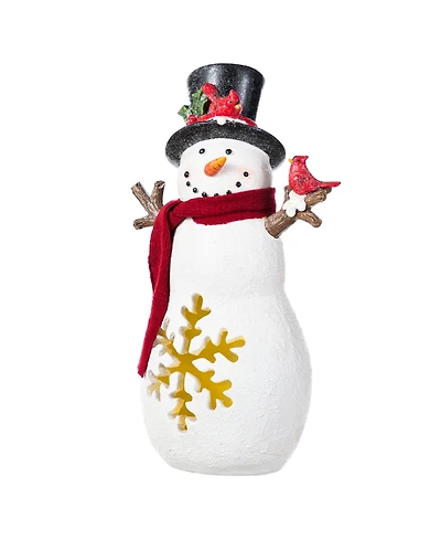 Glitzhome 15" Lighted Resin Christmas Snowman Figurine