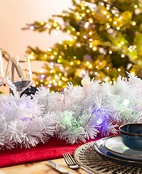 Glitzhome 6 ft Pre-Lit Snow Flocked Pine Christmas Garlands, Set of 2