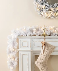 Glitzhome 9 ft Pre-Lit Snow Flocked Pine Christmas Garland