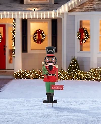 Glitzhome 36" Metal Christmas African Nutcracker Yard Stake