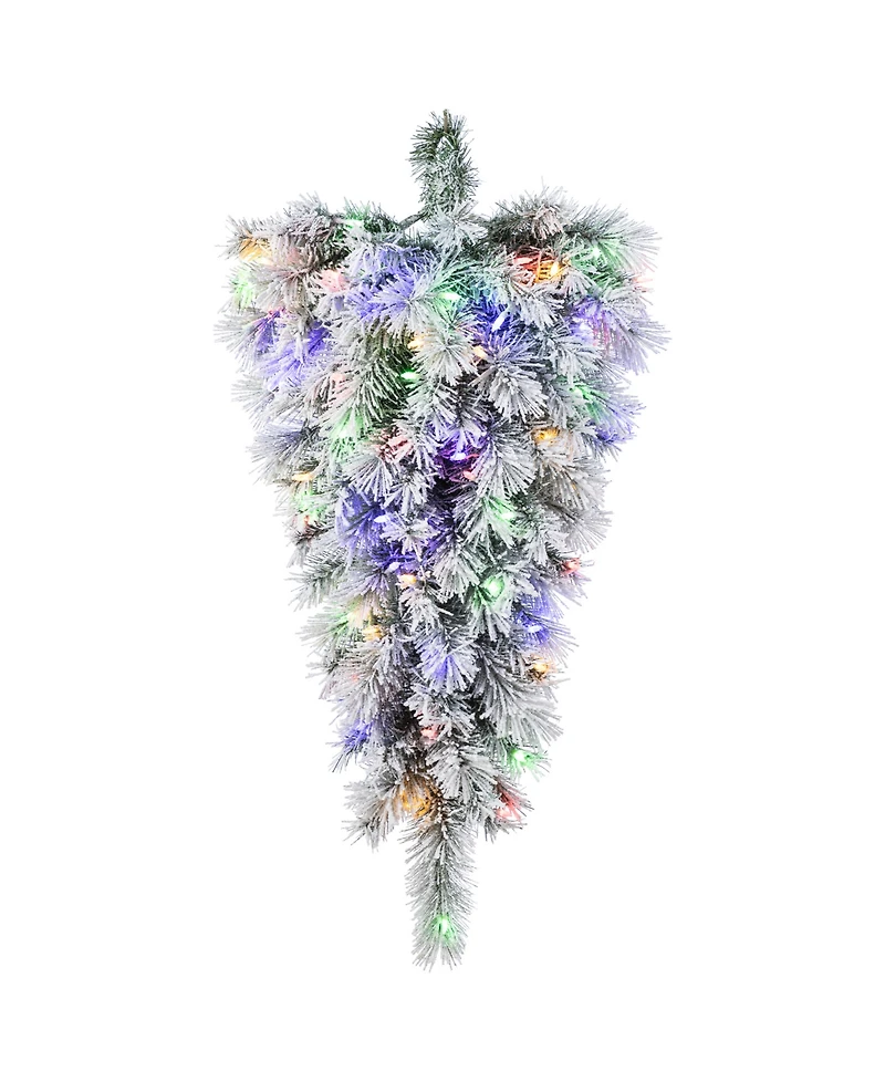 Glitzhome 3 ft Pre-Lit Snow Flocked Pine Christmas Teardrop