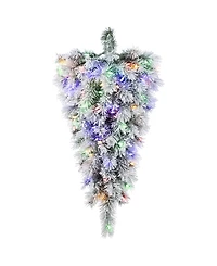 Glitzhome 3 ft Pre-Lit Snow Flocked Pine Christmas Teardrop