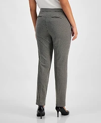 Ak Anne Klein Petite Houndstooth Mid Rise Pull-On Pants