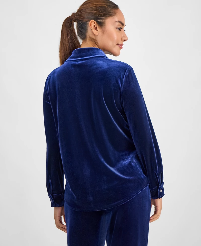 Ak Anne Klein Petite Velour Shirt