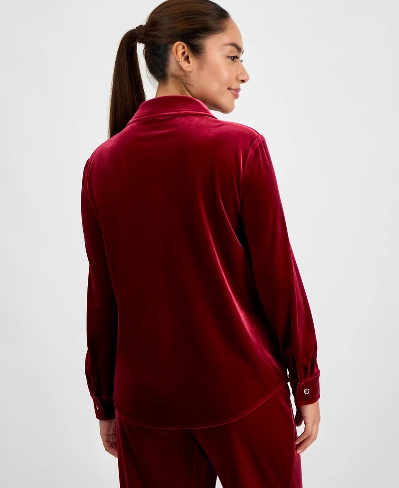 Ak Anne Klein Petite Velour Shirt
