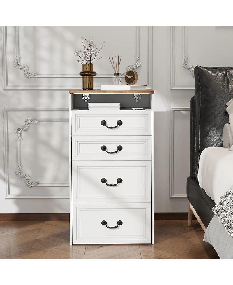 Vlsrka Flip-top vanity desk with mirror and stool.