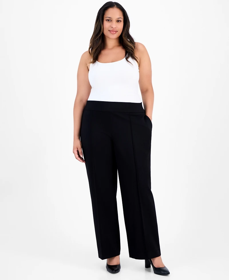 Jones New York Plus High-Rise Pintuck Pull-On Pants