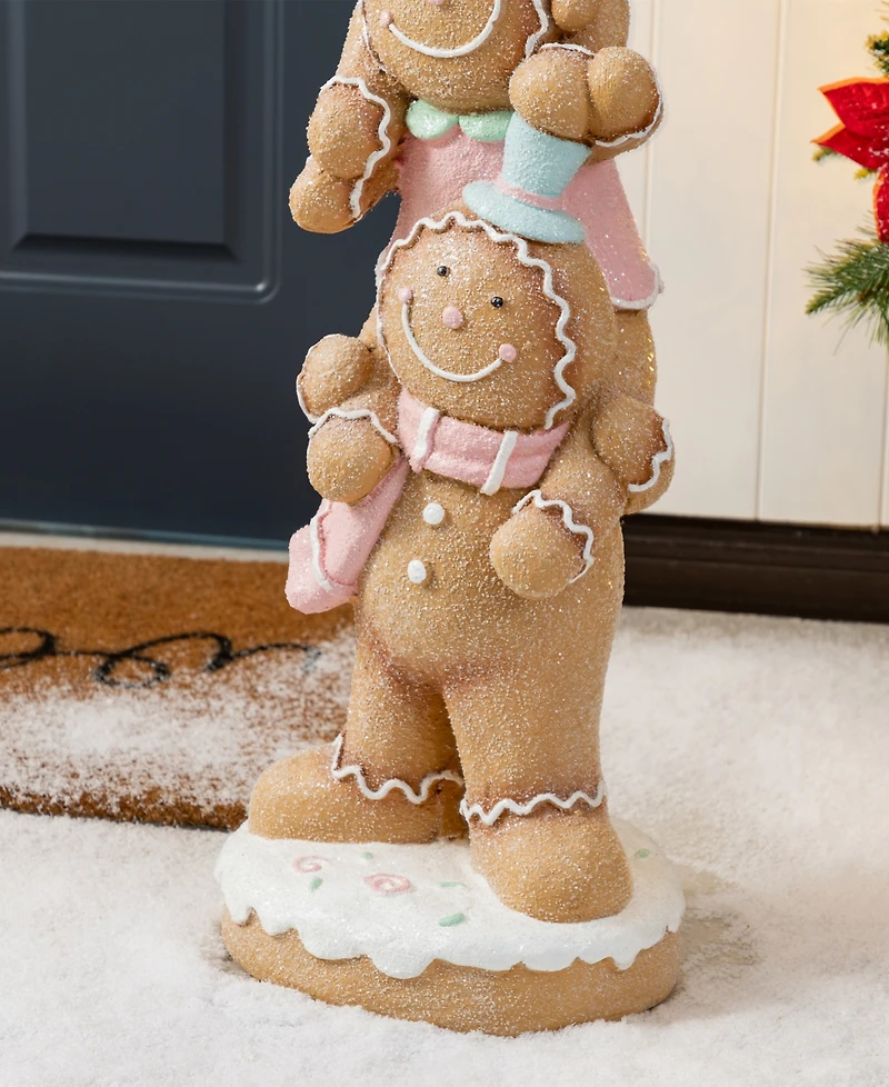 Glitzhome 29.25" Resin Christmas Macaron Stacked Gingerbread Man Porch Decor