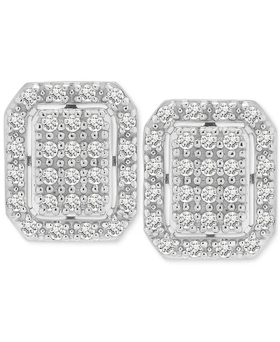 Diamond Octagon Halo Cluster Earrings (1/3 ct. t.w.) in Sterling Silver, Macy's Exclusive