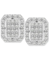 Diamond Octagon Halo Cluster Earrings (1/3 ct. t.w.) in Sterling Silver, Macy's Exclusive