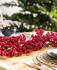 Glitzhome 6 ft Plastic Christmas Berries Garland