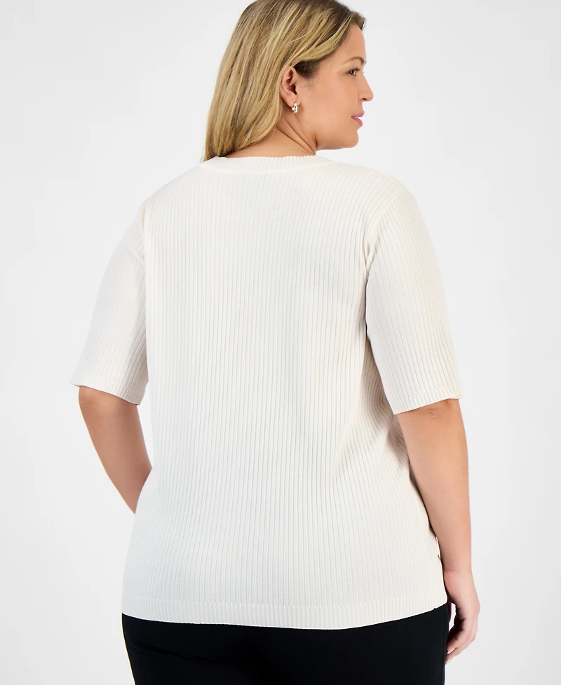 Jones New York Plus Sutton Short-Sleeve Crewneck Top