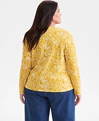 Style & Co Plus Size Printed Long-Sleeve Top, Macy's Exclusive