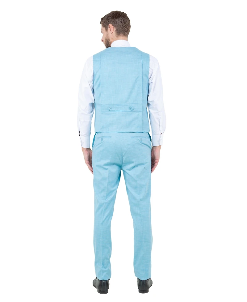 Stacy Adams Big & Tall Solid Textured 3-Piece Jacket With Vest And Pants Suit Notch Lapel