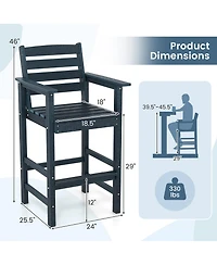 Gymax Patio Bar Stools Set of 4 Tall Adirondack Chair w/ Backrest Armrests & Footrests