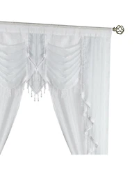 Kate Aurora Ultra Glam Beaded Sparkly Sheer Window in a Bag Curtain Set - 58 in. W x 84 in. L, Rose