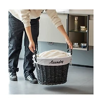 Wickerwise Handwoven Laundry Basket with Liner & Handles - Boho Decorative Storage Hamper for Clothes Blankets Pillows and Towels
