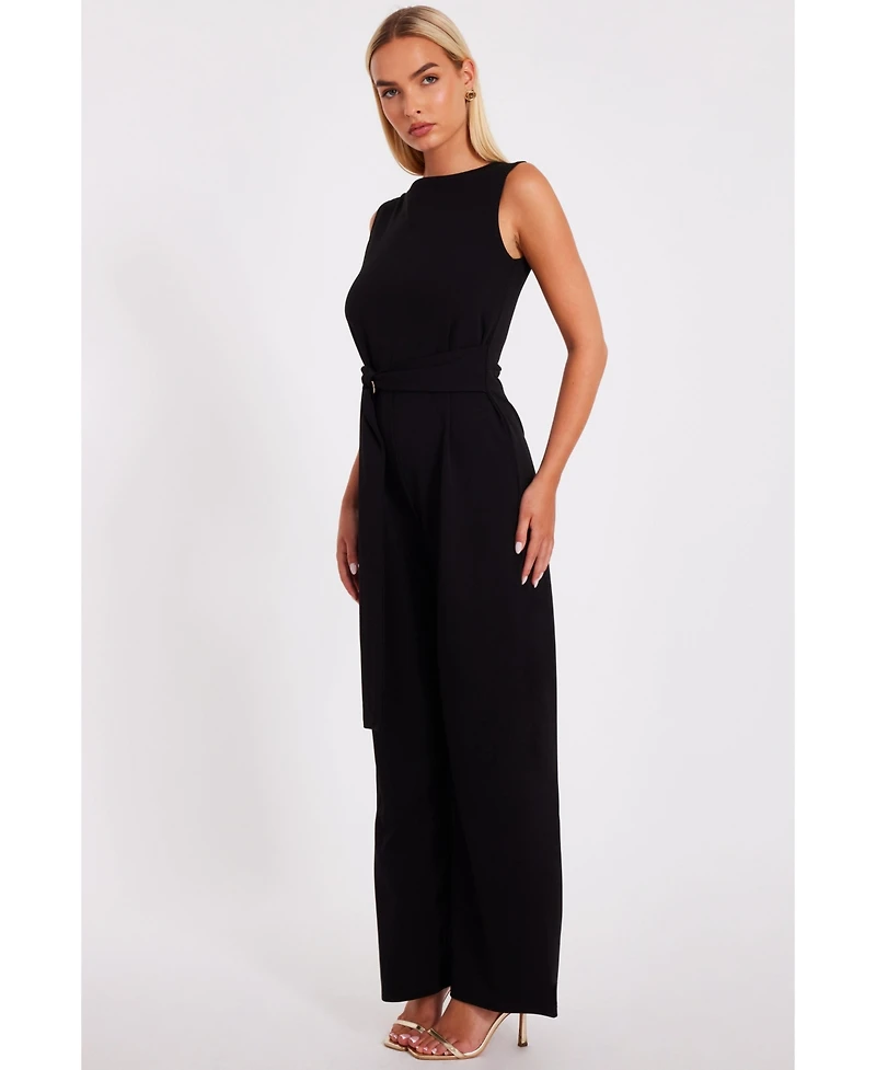 Quiz Women's Scuba Crepe Jumpsuit with Gold Buckle