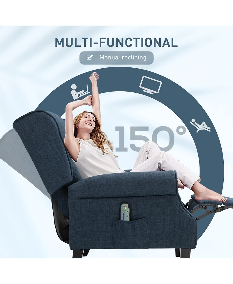 Homcom Massage Recliner Sofa with Heat Function, Remote Control,