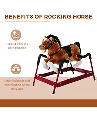 Qaba Plush Toddlers Spring Rocking Horse with Realistic Sounds,
