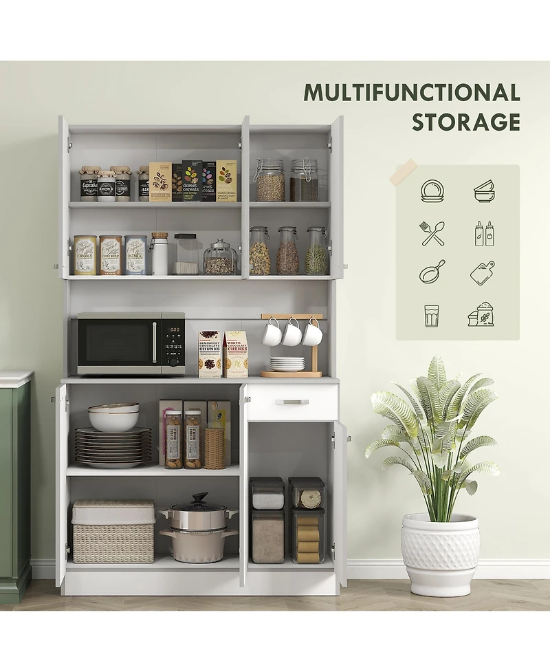 Homcom Modern Freesding Kitchen Buffet with Hutch Pantry Hutch w/ Storage