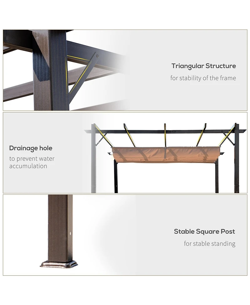 Outsunny 10' x 10' Pergola with Retractable Shade Canopy, Aluminum