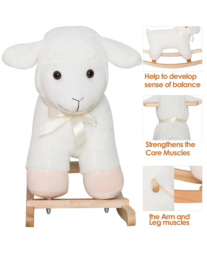 Qaba Lamb Rocking Horse Sheep for Kids, Wooden Plush,