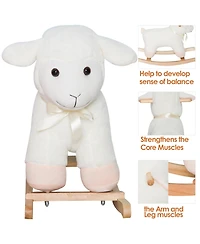 Qaba Lamb Rocking Horse Sheep for Kids, Wooden Plush,
