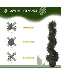 Outsunny 3FT Topiary Artificial Faux Cedar Tree Plant w Nursery Pot